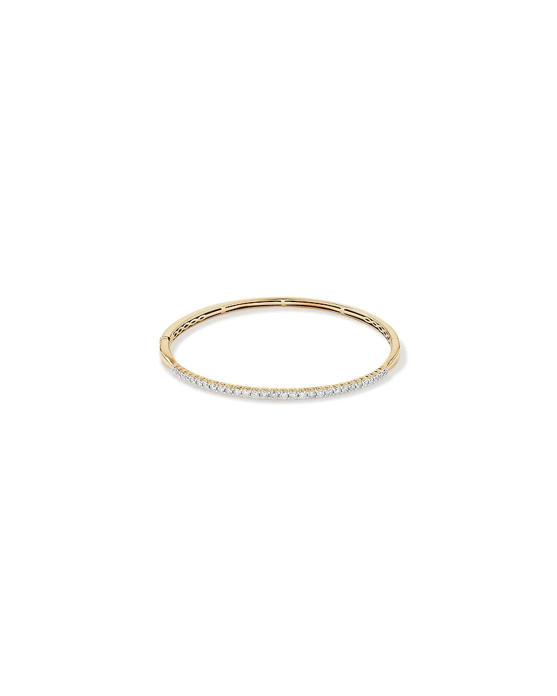 Bracelet jonc en or jaune 10 K avec diamants totalisant 1 ct