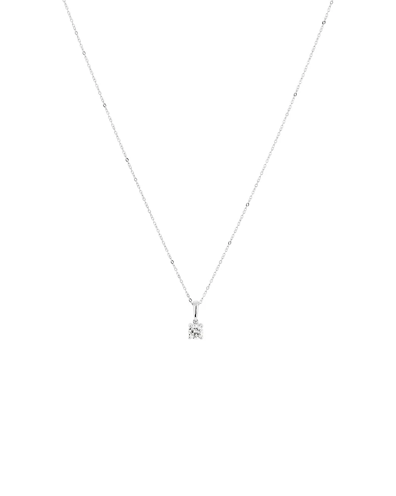 0.30 Carat TW Round Brillaint Laboratory -Grown Diamond Solitaire Pendant Necklace in 10kt White Gold