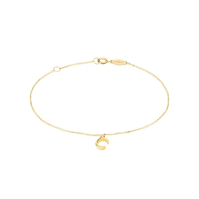 19cm (7.5") C Initial Bracelet in 10kt Yellow Gold