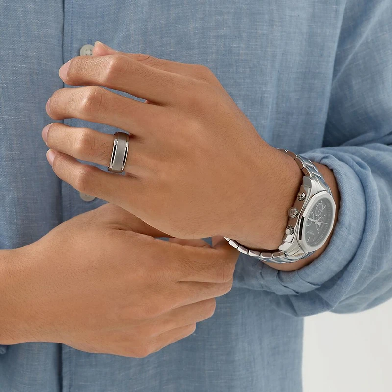 Men's Ring Grey Sapphire Tungsten