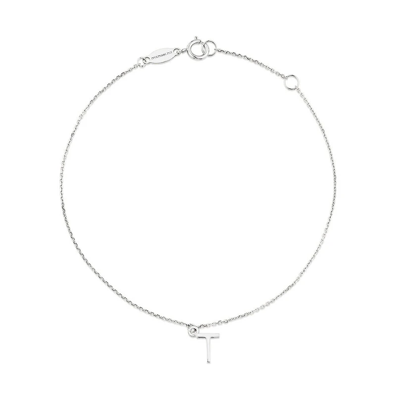 19cm (7.5") T Initial Bracelet in Sterling Silver
