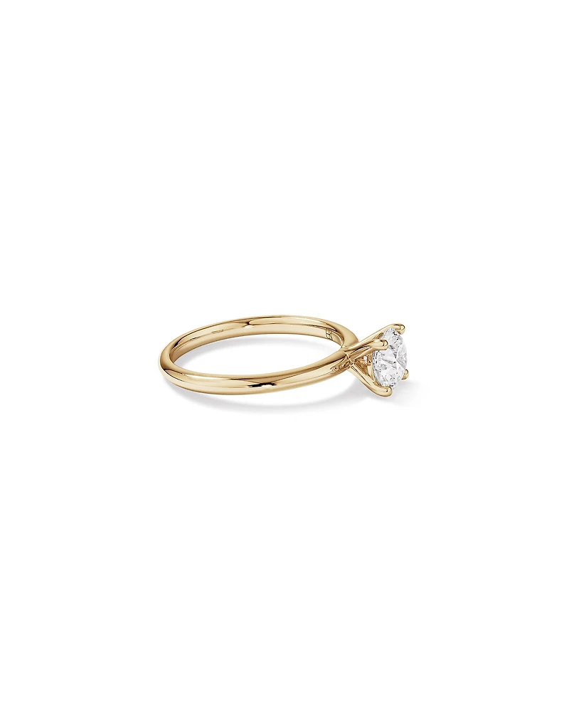 Bague de fiançailles solitaire ronde en diamant brillant de laboratoire TW de 1 carat en or jaune 14 carats