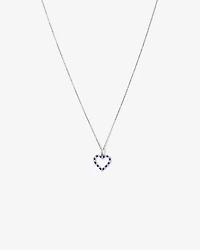 Heart Necklace with Created Blue Sapphire & 0.16 Carat TW of Diamonds in Sterling Silver
