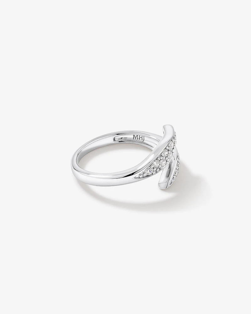 Bague Ouverte Avec Zircon Cubique Pointu En Argent Sterling