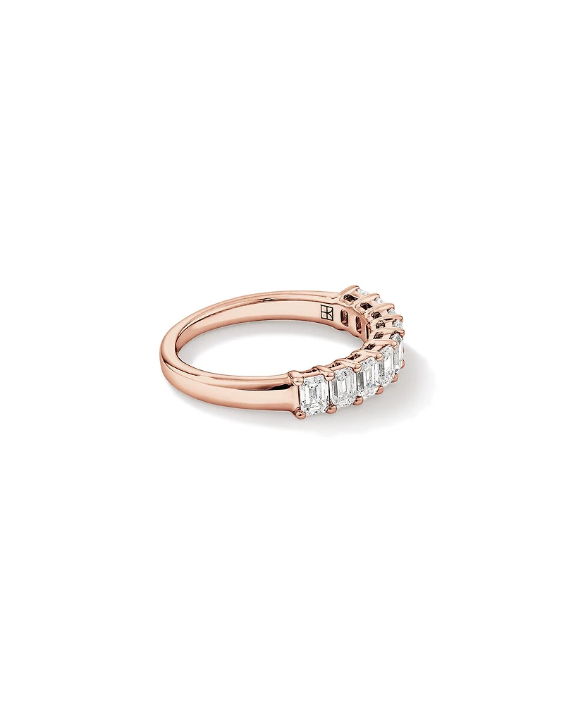 Alliance de mariage en diamant cultivé en laboratoire TW taille émeraude de 1,17 carat en or rose 14 carats
