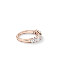 Alliance de mariage en diamant cultivé en laboratoire TW taille émeraude de 1,17 carat en or rose 14 carats