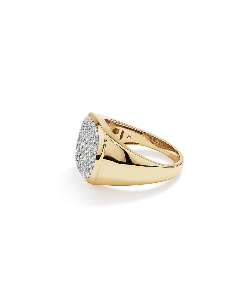 Bague chevalière en grappe de diamants TW de 1,00 carat en or jaune 10 carats