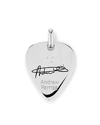 INXS Andrew Farriss Pendentif médiator gravé avec chaîne en argent sterling recyclé