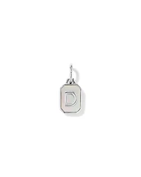 Letter D Mother of Pearl Initial Pendant Sterling Silver