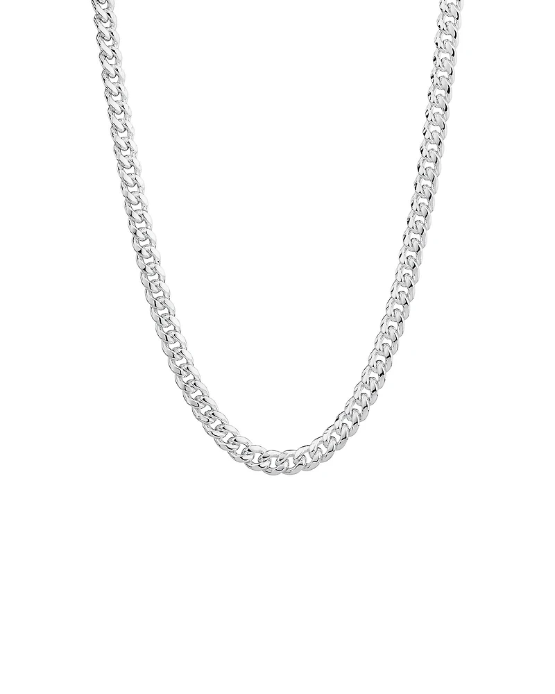 55cm (22") 7mm Width Miami Curb Chain in Sterling Silver