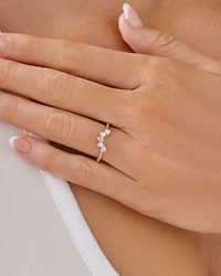 Bague de fiançailles en or jaune et blanc 14 K avec diamants totalisant 0,50 ct