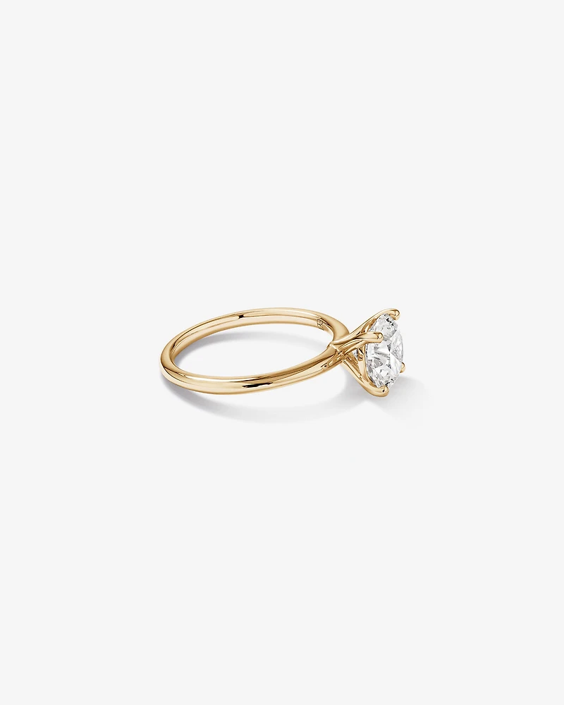 Bague de fiançailles solitaire ronde en diamant brillant de laboratoire TW de 2 carats en or jaune 14 carats