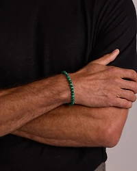 21cm Malachite Bead Bracelet in Sterling Silver