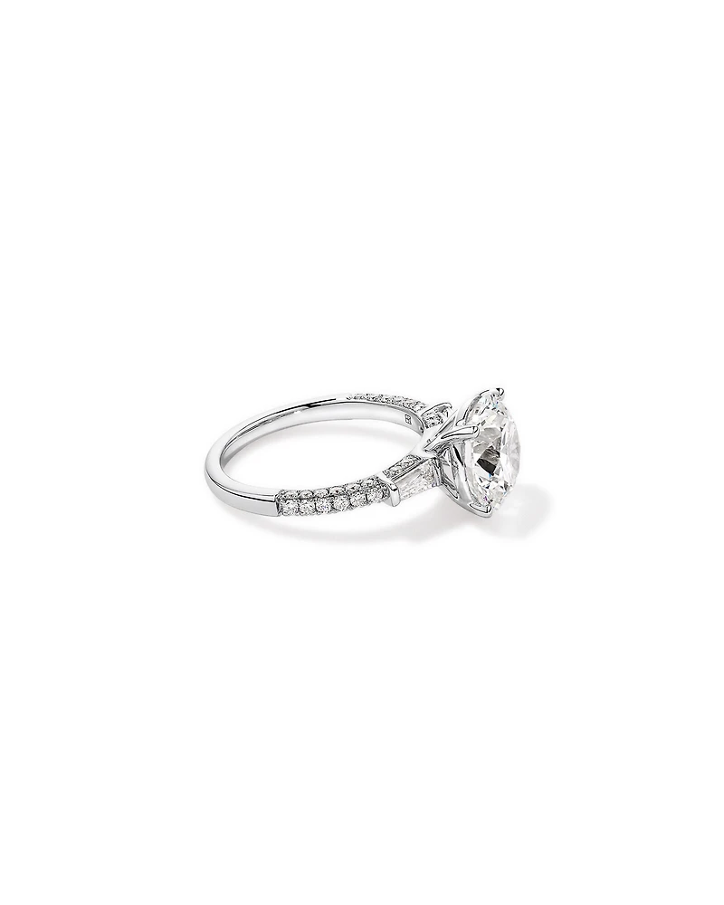 4.59 Carat TW Round Brilliant & Baguette Laboratory-Grown Diamond Engagement Ring in 18kt White Gold
