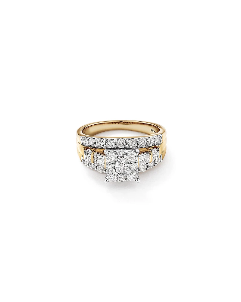 Bague de fiançailles en or blanc et jaune 14 K avec diamants totalisant 1,75 ct