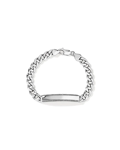 Men's Silver 21CM Curb ID Bracelet with 0.33 Carat TW of Black Diamonds