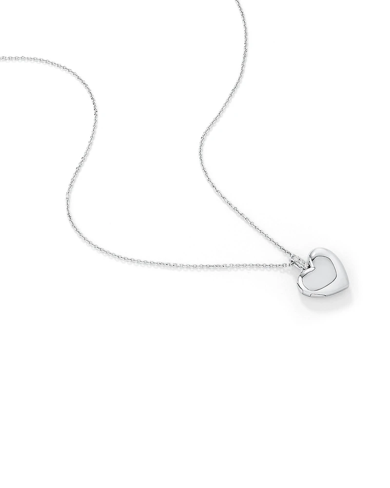 Médaillon Cœur avec Accent de Diamant en Argent Sterling