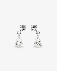 LAB. Drop Earrings with 1.00 Carat TW Pear and Round Brilliant Laboratory-Grown Diamonds in 10kt White Gold