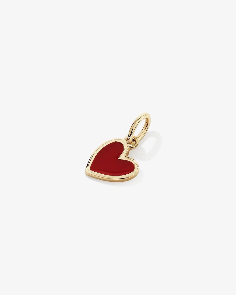 Red Enamel Heart Pendant in 10kt Yellow Gold