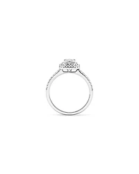 0,50 carat TW bague de fiançailles halo double avec diamant taille pie en or blanc 14 carats