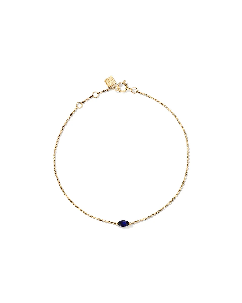 East West Marquise-Cut Created Sapphire Bracelet in 10kt Yellow Gold