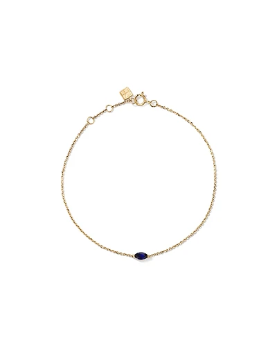 East West Marquise-Cut Created Sapphire Bracelet in 10kt Yellow Gold