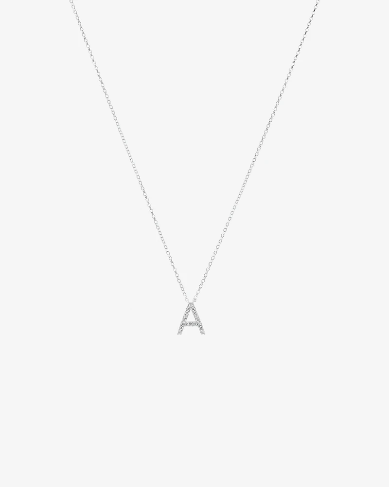 A' Initial necklace with 0.10 Carat TW of Diamonds in 10kt White Gold