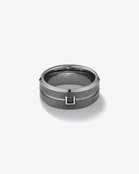 Ring with Enhanced Black Diamond in Grey Sapphire Tungsten