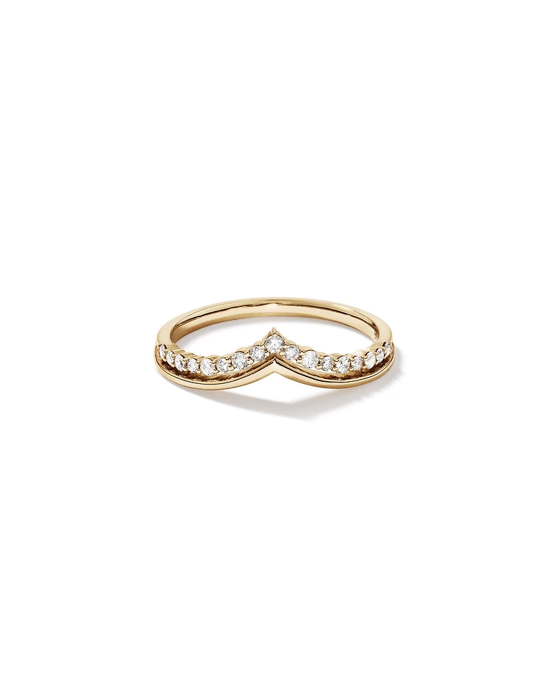 Alliance en or jaune 14 carats avec diamants de 0,18 carat et chevrons