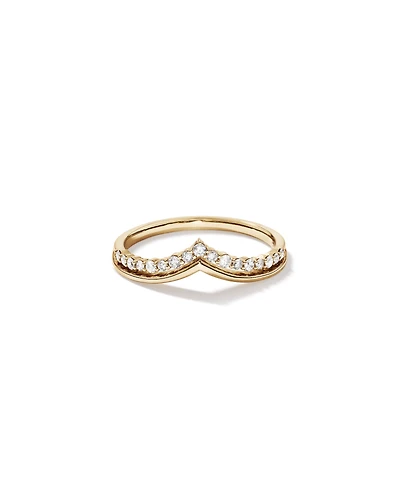 Alliance en or jaune 14 carats avec diamants de 0,18 carat et chevrons