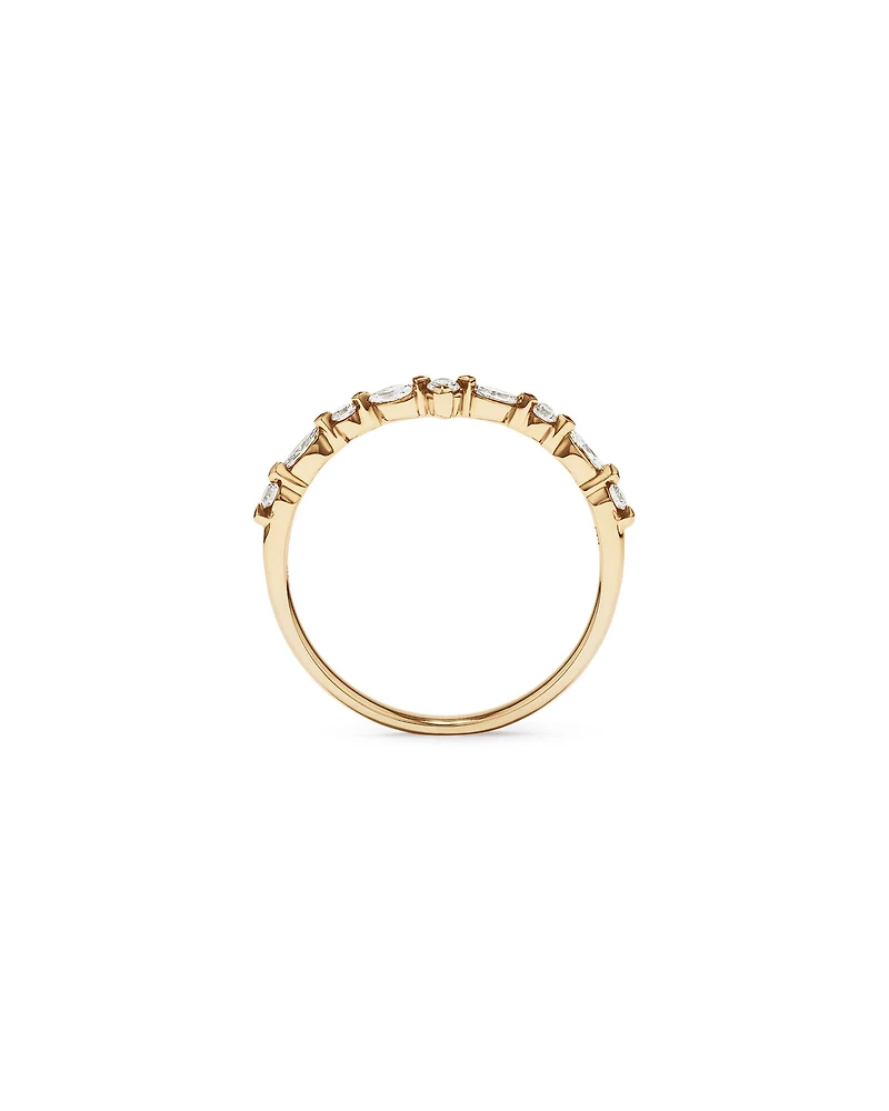 Alliance en or jaune 14 carats avec diamants de 0,25 carat et chevrons