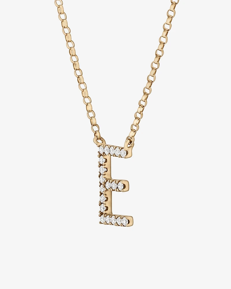"E" Initial Necklace with 0.10 Carat TW of Diamonds in 10kt Yellow Gold