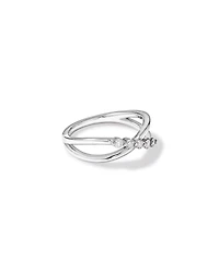 0.20 Carat TW Round Brilliant Diamond Crossover Ring in Sterling Silver