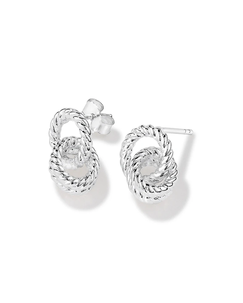 Boucles d’oreilles en argent sterling texturées de style corde