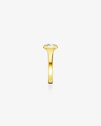Carat Laboratory-Grown Elongated Cushion Diamond Solitaire Four Claw with Low Set Bezel Engagement Ring in 14kt Yellow Gold