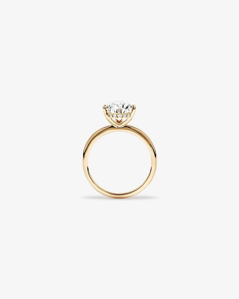 3.10 Carat TW Pear Cut Laboratory-Grown Diamond Solitaire Ring in 18kt Yellow Gold
