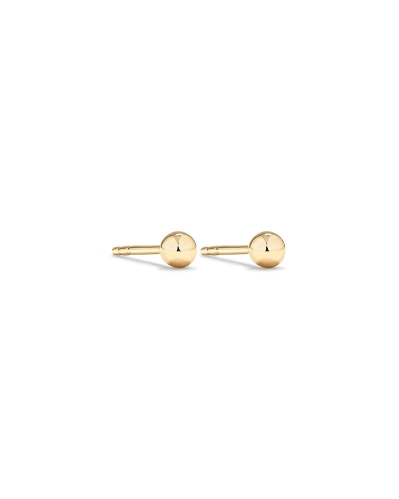 Boutons d'oreilles ronds en or jaune 10 K de 3 mm