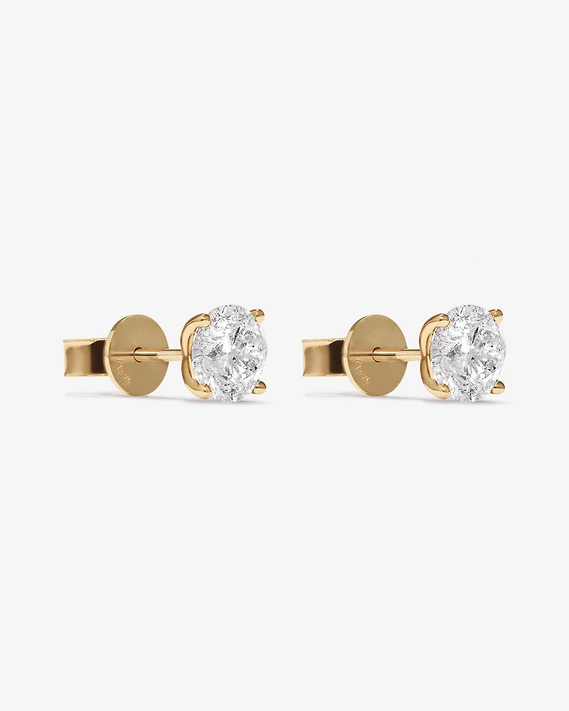 2.00 Carat TW Diamond Solitaire Stud Earrings 18kt Yellow Gold