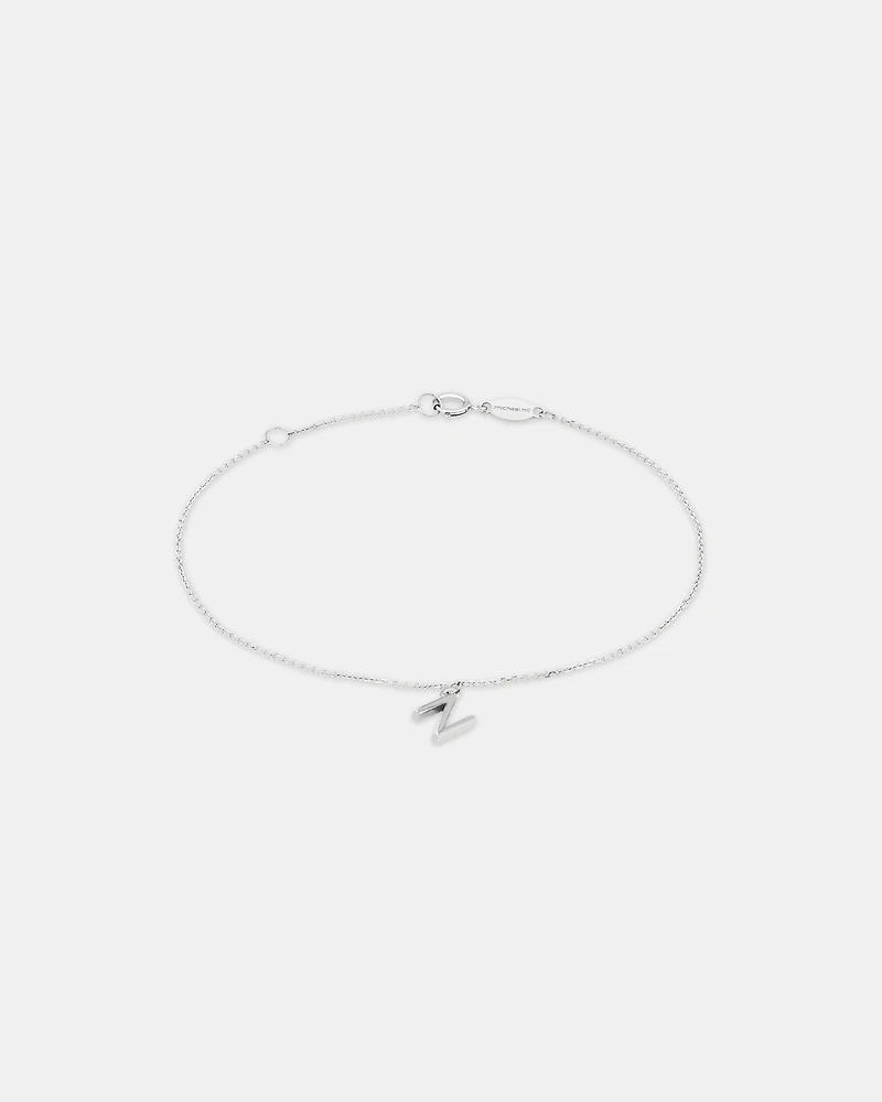 Bracelet à initiale « N » en argent