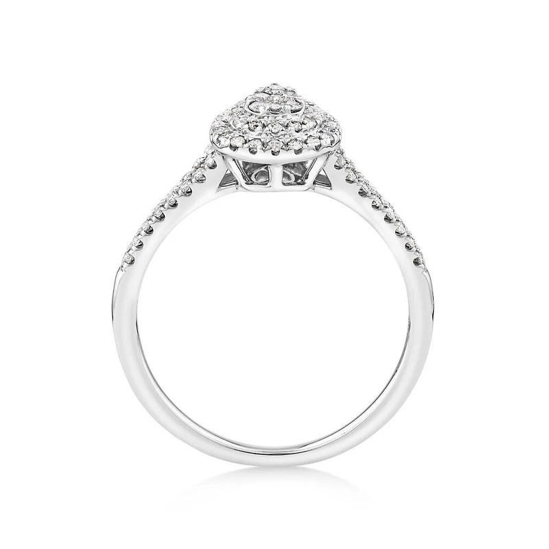 Bague Halo à Grappe Poire de Diamant de 0,30 Carat TW en Or Jaune 10kt