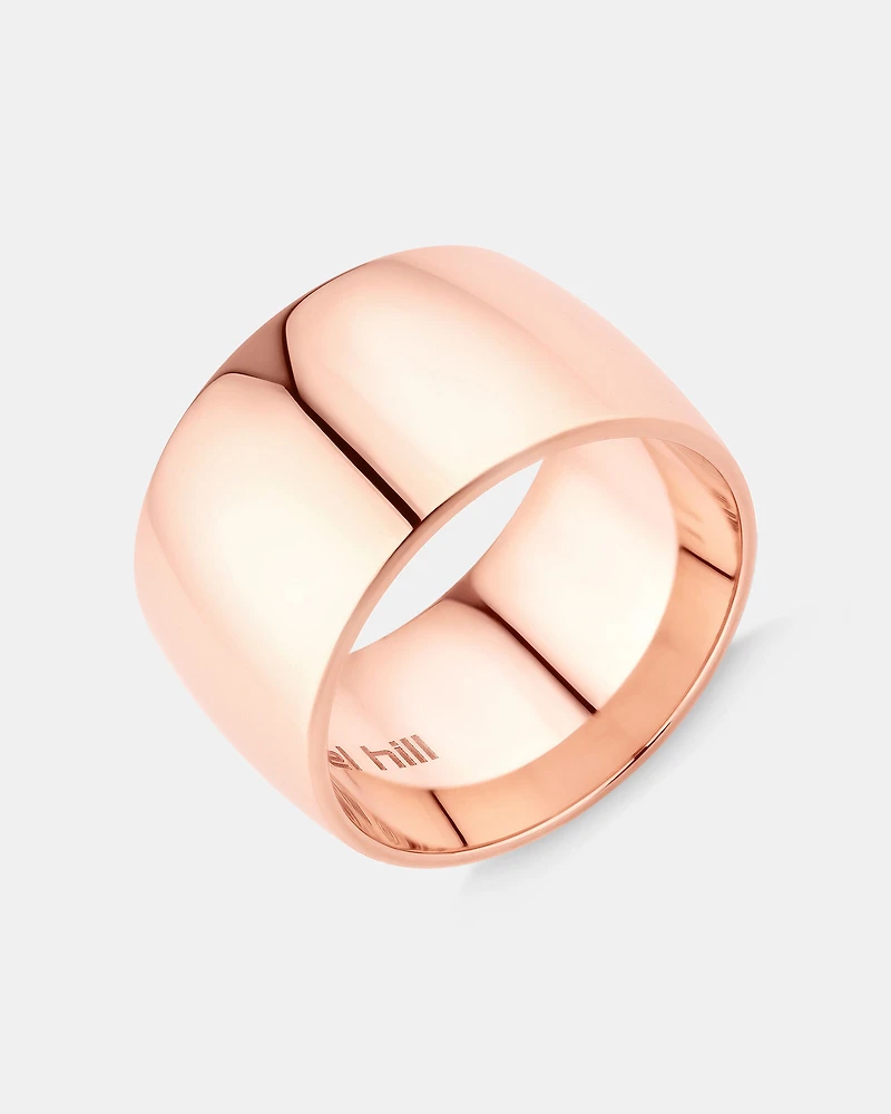 Bague cylindrique de 12 mm en or rose 10 K