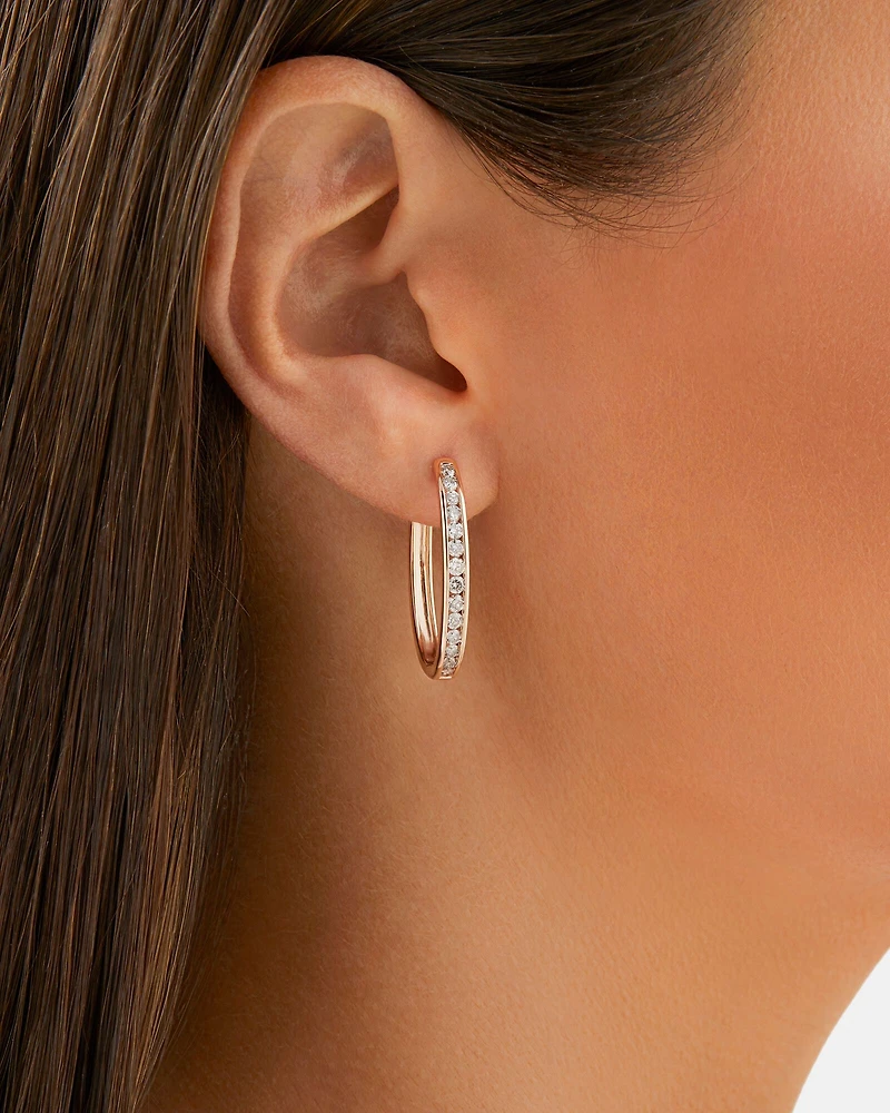 Anneaux courts en or rose 10 K à diamants totalisant 1 ct