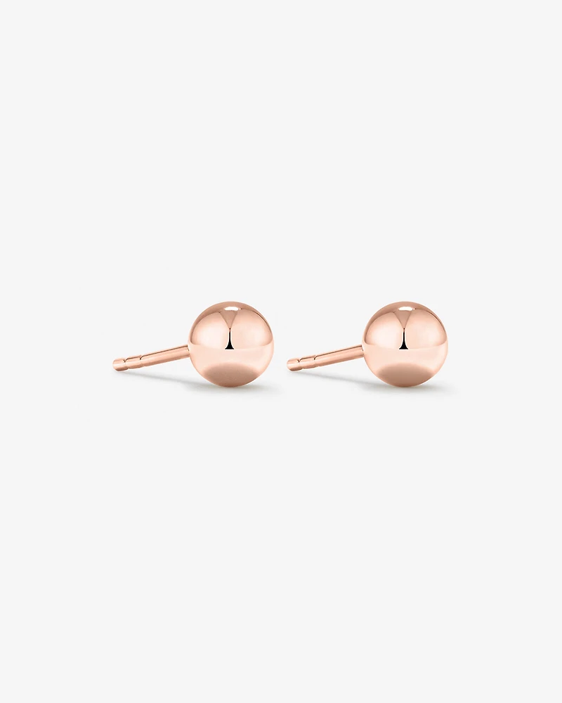Boutons d'oreilles ronds en or rose 10 K de 5 mm