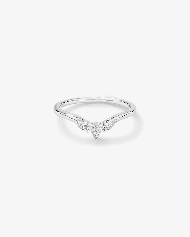Bague de mariage courbée en diamant de 0,25 carat TW en forme de poire en or blanc 14 carats