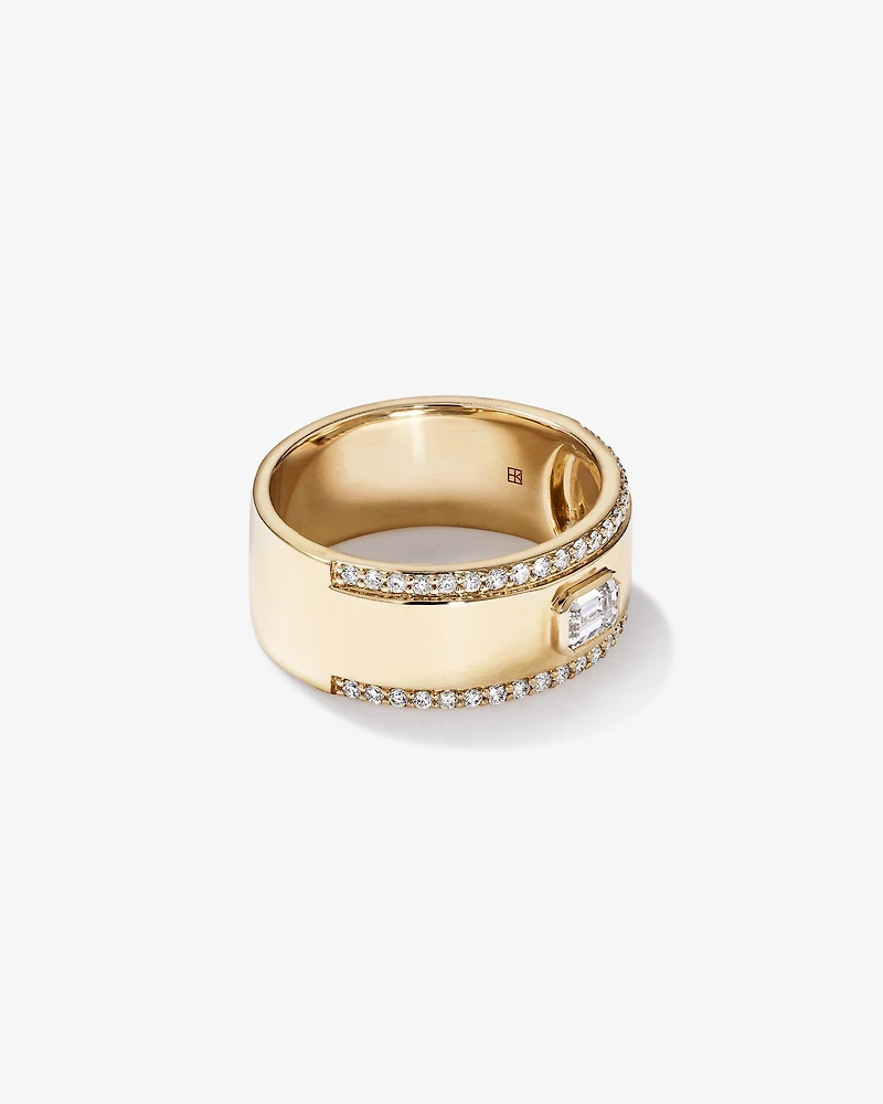 0.50 Carat TW of Laboratory-Grown Emerald & Round Brilliant Diamond Ring in 10kt Yellow Gold