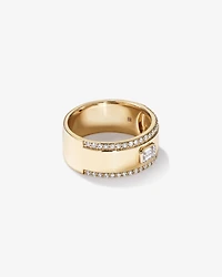 0.50 Carat TW of Laboratory-Grown Emerald & Round Brilliant Diamond Ring in 10kt Yellow Gold
