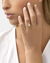 Bague à halo double en or jaune 18 K à diamants totalisant 0,71 ct