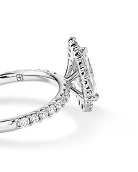 Bague De Fiançailles Halo En Diamant De Laboratoire Taille Poire De 1,82 Carat Poids Total En Or Blanc 14 Carats