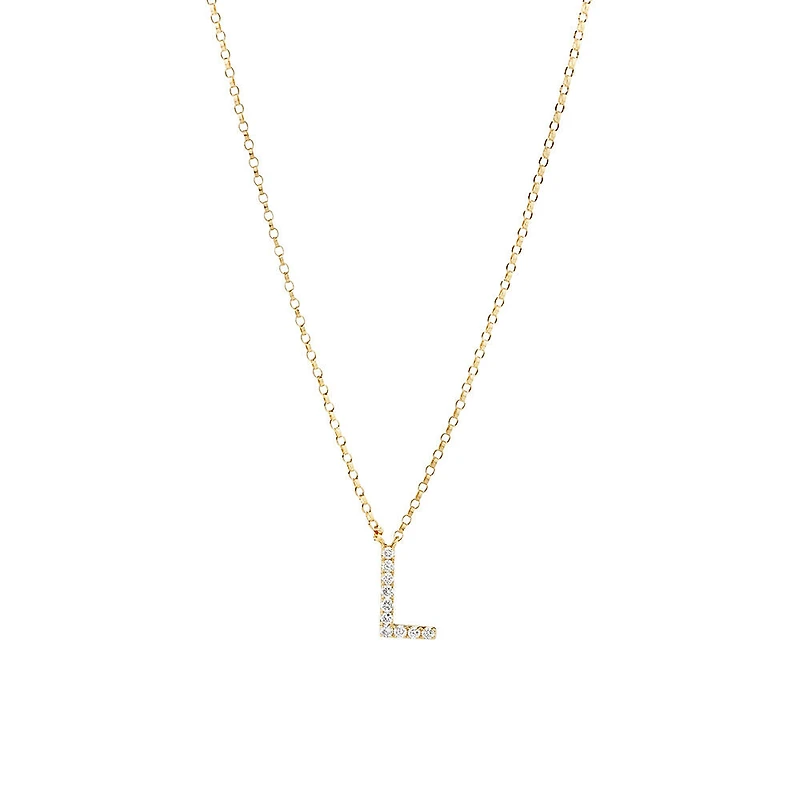 "L" Initial Necklace with 0.10 Carat TW of Diamonds in 10kt Yellow Gold