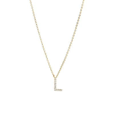 "L" Initial Necklace with 0.10 Carat TW of Diamonds in 10kt Yellow Gold